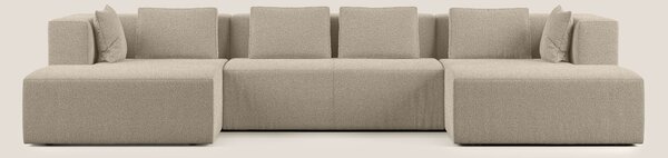 Nettuno divano panoramico in morbido tessuto bouclè T07 beige