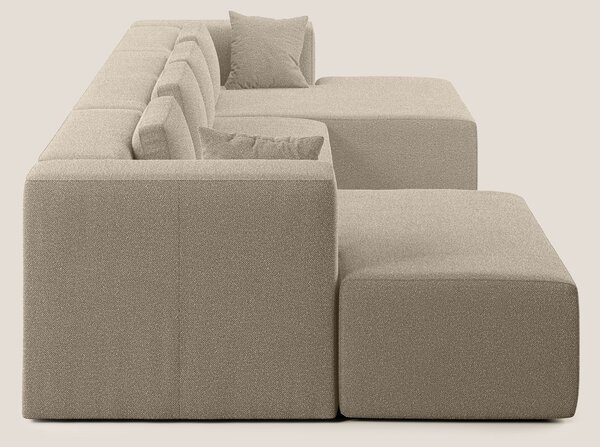Nettuno divano panoramico in morbido tessuto bouclè T07 beige