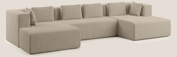 Nettuno divano panoramico in morbido tessuto bouclè T07 beige