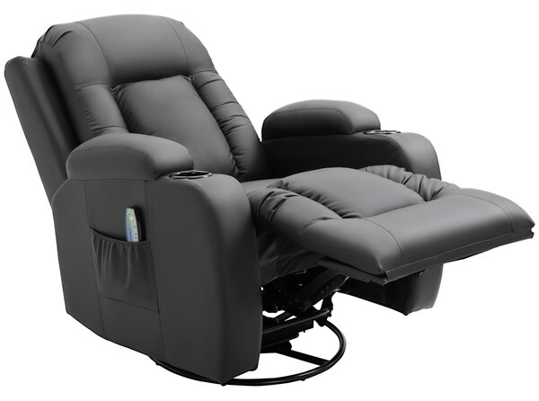 Poltrona Relax Elettrica Massaggiante e Riscaldata 1 Motore 85x94x104 cm in Similpelle Nera