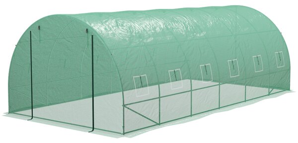 Serra a Tunnel con Sistema di Irrigazione Integrato 6x3m in PE e Acciaio Verde