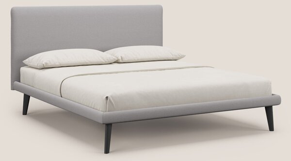 Noel letto minimal scandinavo con piedi in mogano e tessuto fiammato i