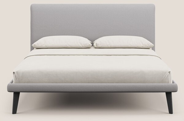 Noel letto minimal scandinavo con piedi in mogano e tessuto fiammato i