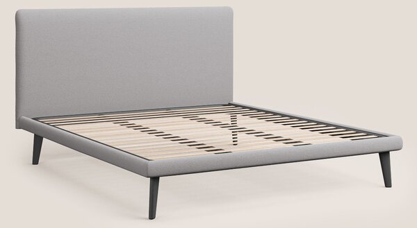 Noel letto minimal scandinavo con piedi in mogano e tessuto fiammato i