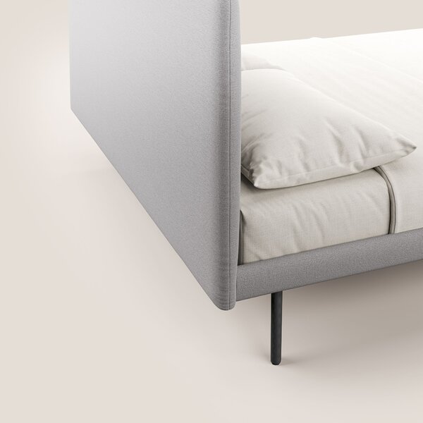Noel letto minimal scandinavo con piedi in mogano e tessuto fiammato i