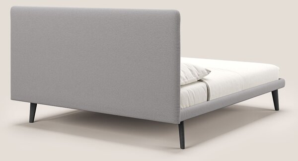 Noel letto minimal scandinavo con piedi in mogano e tessuto fiammato i