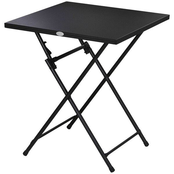 Tavolino da Esterni Pieghevole con Piedini Antiscivolo 60x60x71 cm in Acciaio Nero