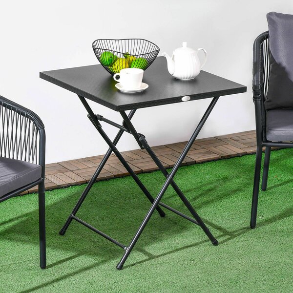 Tavolino da Esterni Pieghevole con Piedini Antiscivolo 60x60x71 cm in Acciaio Nero