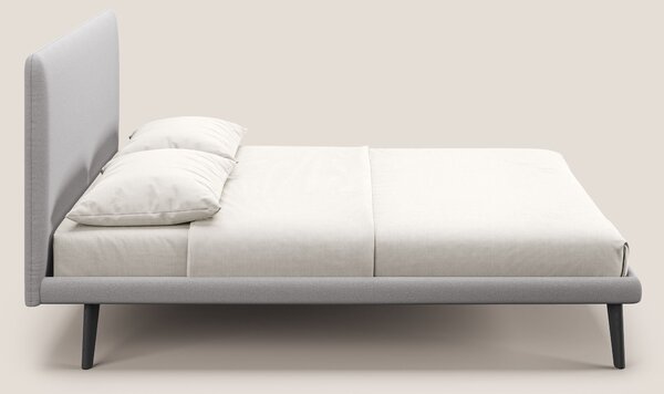 Noel letto minimal scandinavo con piedi in mogano e tessuto fiammato i