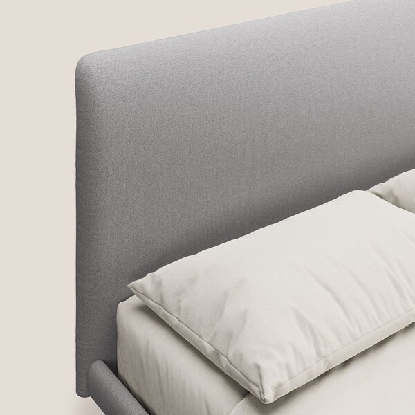 Noel letto minimal scandinavo con piedi in mogano e tessuto fiammato i