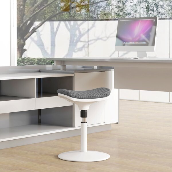 Sgabello Ergonomico e Imbottito ad Altezza Regolabile 41,5x41,5x51,5-71,5 cm con Inclinazione a 5° Grigio