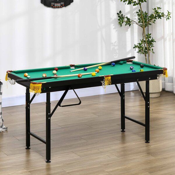Tavolo da Biliardo ad Altezza Regolabile con Accessori 140x60x55-75 cm in MDF e Acciaio Verde