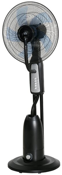 Ventilatore Nebulizzatore 90W a 4 Ruote con Serbatoio 2.8L e 4 Velocità 44,5x38,5x120 cm in Metallo PE e ABS Nero