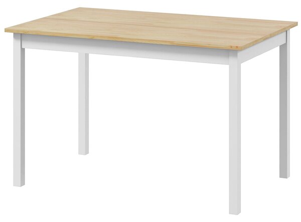 Tavolo da Pranzo 4 Posti con Piedini Antiscivolo 120x75x75 cm in Legno di Pino Naturale e Bianco