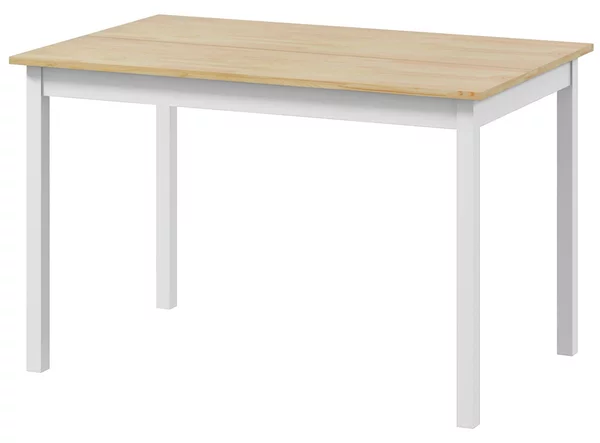 Tavolo da Pranzo 4 Posti con Piedini Antiscivolo 120x75x75 cm in Legno di Pino Naturale e Bianco