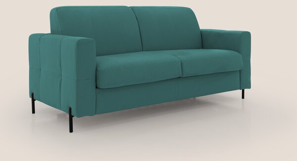 Ortensia divano letto materasso H18 cm con piedi alti in elegante micr