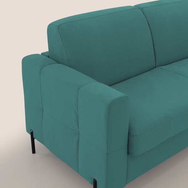 Ortensia divano letto materasso H18 cm con piedi alti in elegante micr