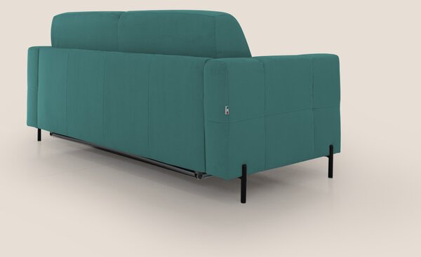 Ortensia divano letto materasso H18 cm con piedi alti in elegante micr