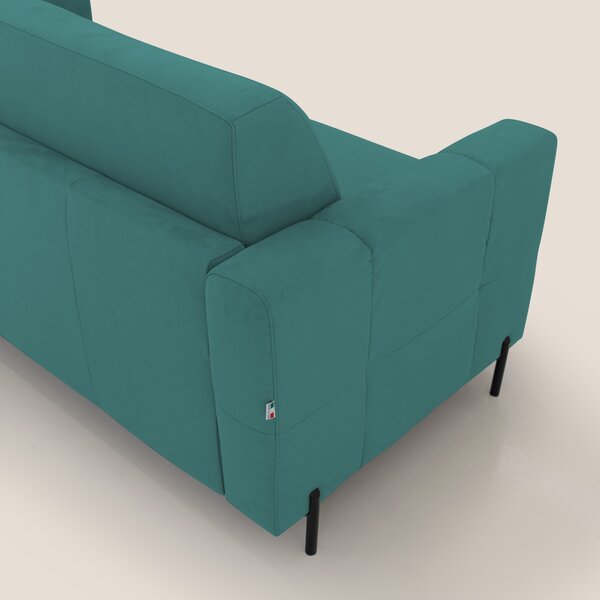 Ortensia divano letto materasso H18 cm con piedi alti in elegante micr
