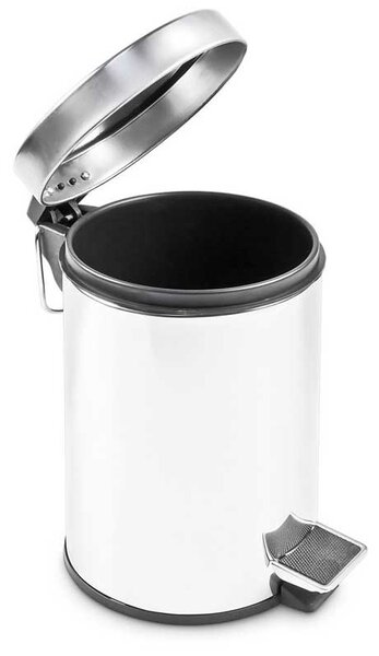 Pattumiera 5 Litri con Pedale Antiscivolo Secchio Interno con Maniglia Cromato