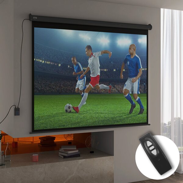 HOMCOM Schermo per Proiettore 100" Formato 4:3 Regolabile con Telecomando, 203x152cm, Nero