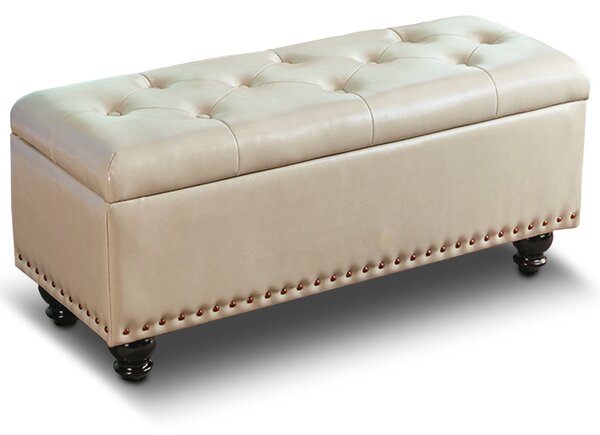 Panca Contenitore in Similpelle Cassapanca Capiente Beige