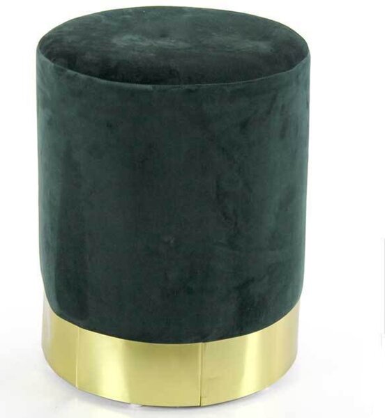 Pouf Poggiapiedi 31x31x38 cm in Metallo MDF e Tessuto Velluto Verde Scuro