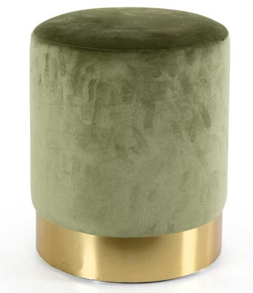 Pouf Poggiapiedi 31x31x38 cm in Metallo MDF e Tessuto Velluto Verde Antico