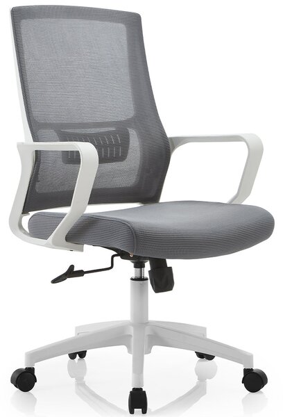 Sedia Ufficio Grigio con Struttura Bianca Poltrona da Scrivania Studio Cameretta