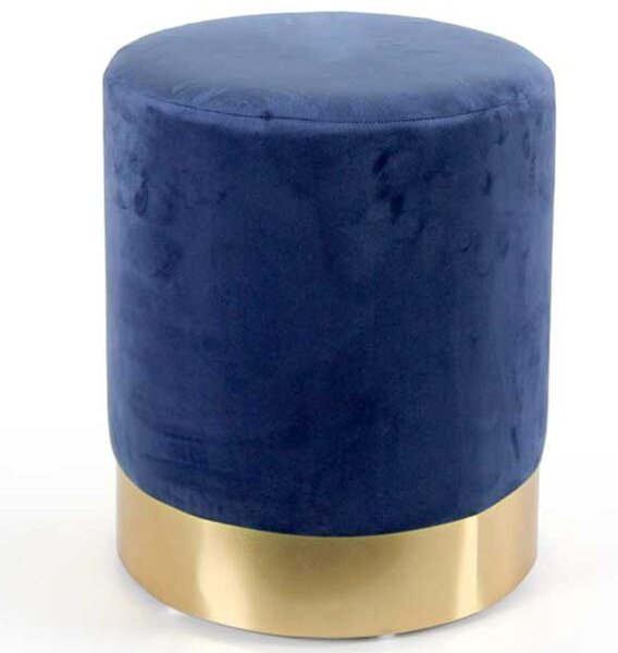 Pouf Poggiapiedi 31x31x38 cm in Metallo MDF e Tessuto Velluto Blu