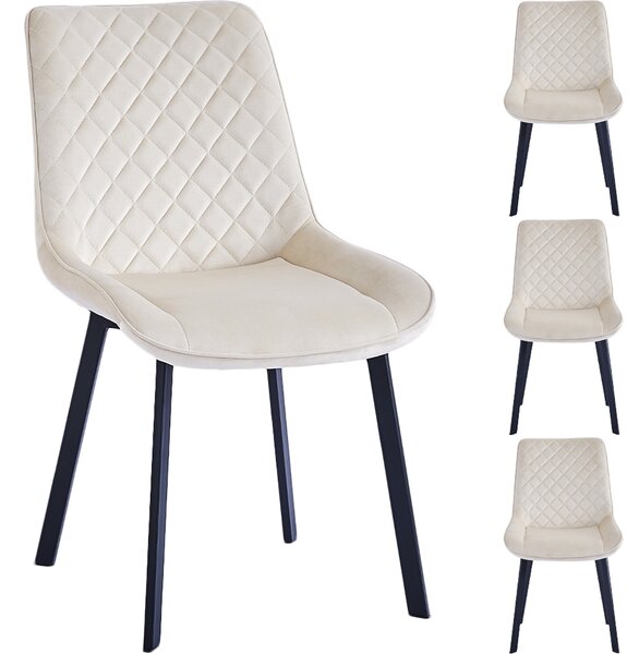 Set 4 Sedie da Pranzo Rivestimento Velluto Beige Sedia Ufficio Casa Ergonomica