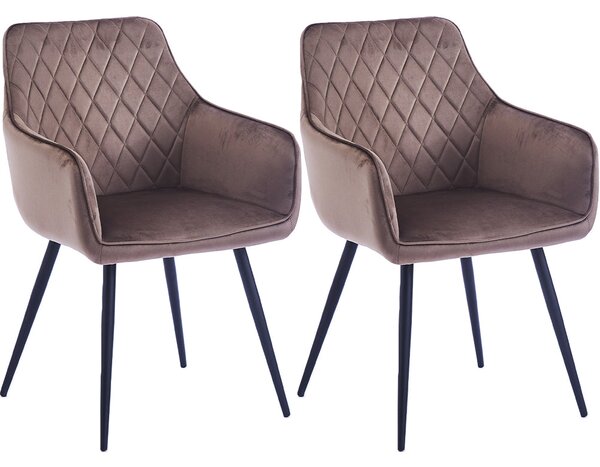 Set 2 Sedie da Pranzo in Velluto Marrone Ergonomica Poltrona Sedia Ufficio Casa