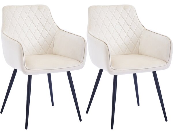 Set 2 Sedie da Pranzo in Velluto Beige Ergonomica Poltrona Sedia da Ufficio Casa