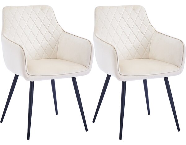 Set 2 Sedie da Pranzo in Velluto Beige Ergonomica Poltrona Sedia da Ufficio Casa