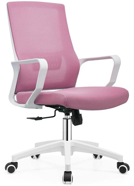 Sedia Ufficio Rosa con Struttura Bianca Poltrona da Scrivania Studio Cameretta