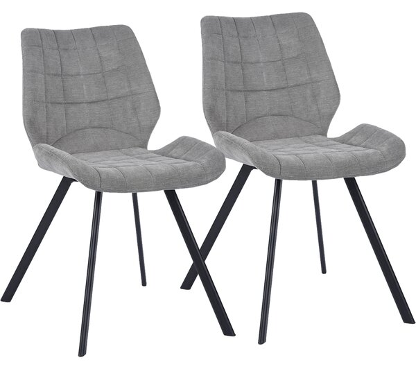 Set 2 Sedie per Sala da Pranzo Tessuto Seduta Ergonomica Colore Grigio
