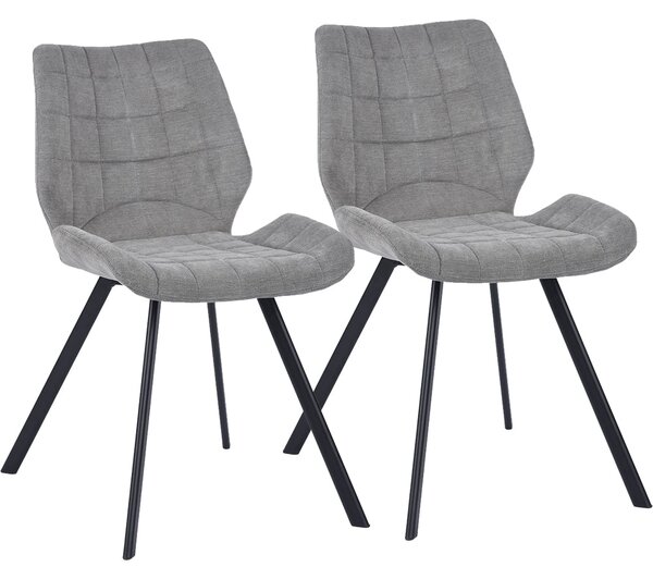 Set 2 Sedie per Sala da Pranzo Tessuto Seduta Ergonomica Colore Grigio
