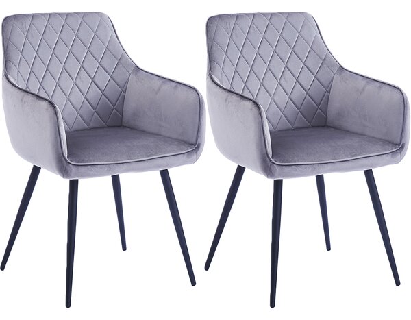 Set 2 Sedie da Pranzo in Velluto Grigio Ergonomica Poltrona Sedia Ufficio Casa