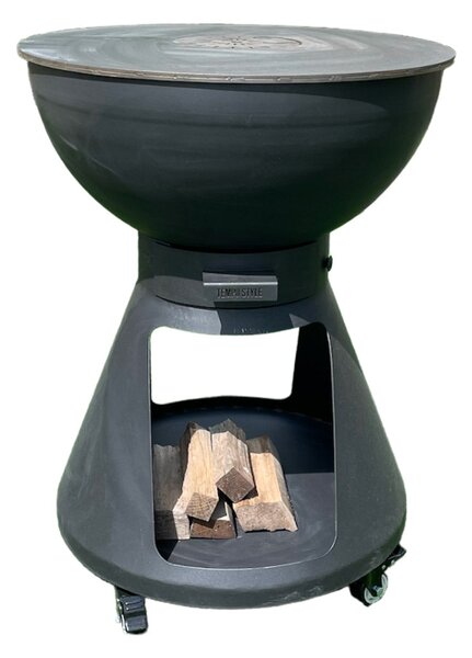 Barbecue a Legna e a Carbone Ø64xH91 cm in Acciaio Corten con Accessori Yucatán Antracite