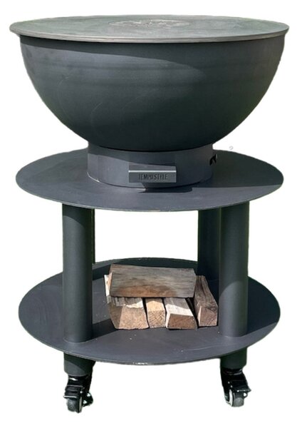 Barbecue a Legna e a Carbone Ø75xH86 cm in Acciaio Corten con Accessori Stromboli Antracite