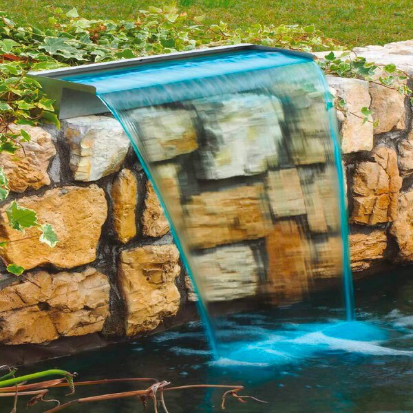 Lama d’Acqua Effetto a Cascata per Piscina o Laghetto 90x14xH11 cm in Acciaio Inox Lucido
