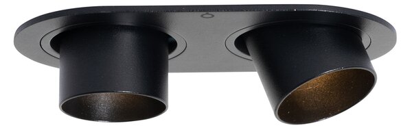 Faretto da incasso rotondo nero orientabile GU10 35 mm 2 luci - Installa