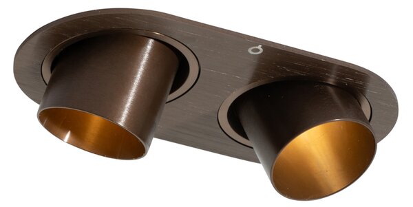 Faretto da incasso rotondo bronzo scuro GU10 35 mm orientabile 2 luci - Installa