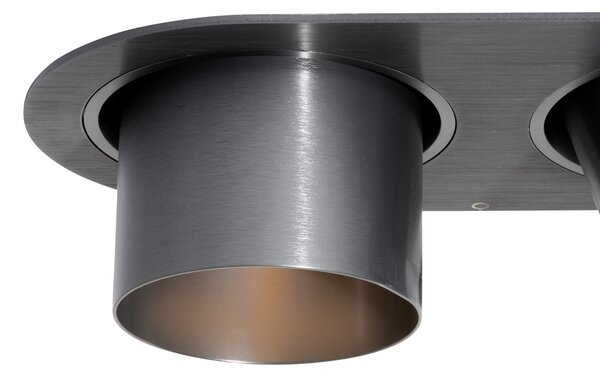 Set di 6 faretti da incasso color canna di fucile GU10 70mm orientabili a 2 luci - Installa