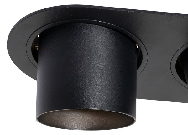 Set di 6 faretti da incasso neri GU10 70mm orientabili a 2 luci - Installa