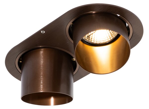 Faretto da incasso rotondo bronzo scuro GU10 70 mm orientabile 2 luci - Installa