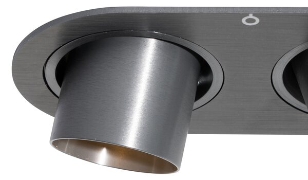 Set di 6 faretti da incasso color canna di fucile GU10 35mm orientabili a 2 luci - Installa