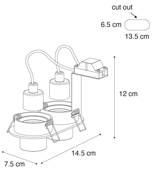 Faretto da incasso rotondo colore canna di fucile GU10 35 mm orientabile 2 luci - Installa