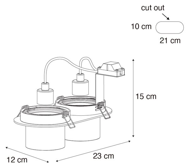 Set di 6 faretti da incasso color canna di fucile GU10 70mm orientabili a 2 luci - Installa