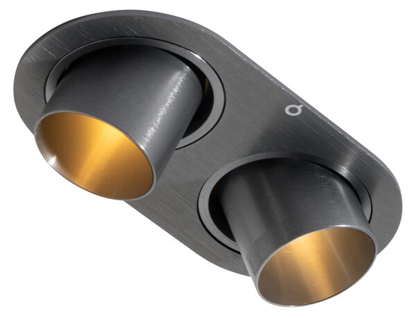 Faretto da incasso rotondo colore canna di fucile GU10 35 mm orientabile 2 luci - Installa